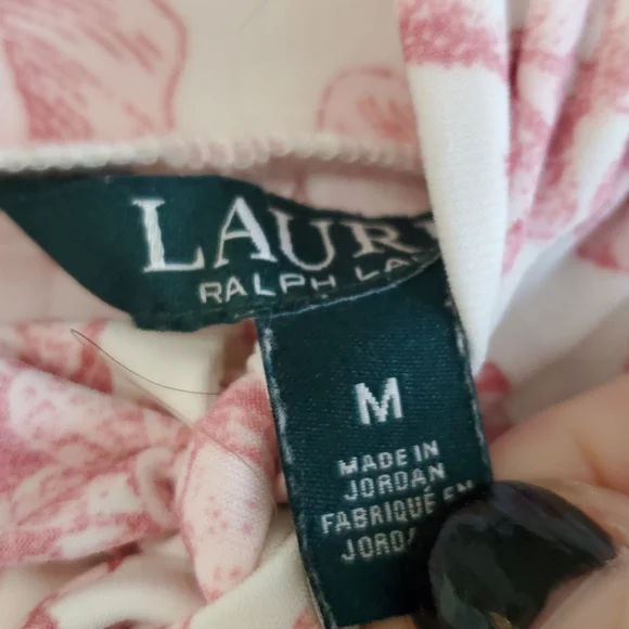 Lauren Ralph Lauren Med Long Sleeve Blouse Pink White Floral Romantic - Picture 3 of 12